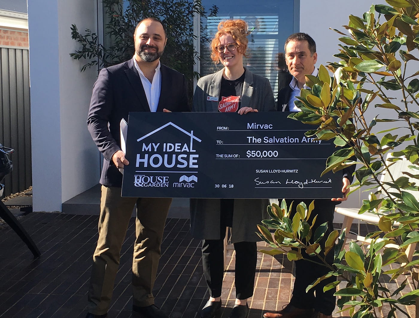 My Ideal House cheque for salvation army