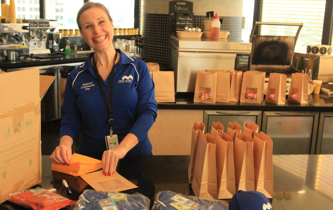Mirvac employee at National community Day at Song Kitchen