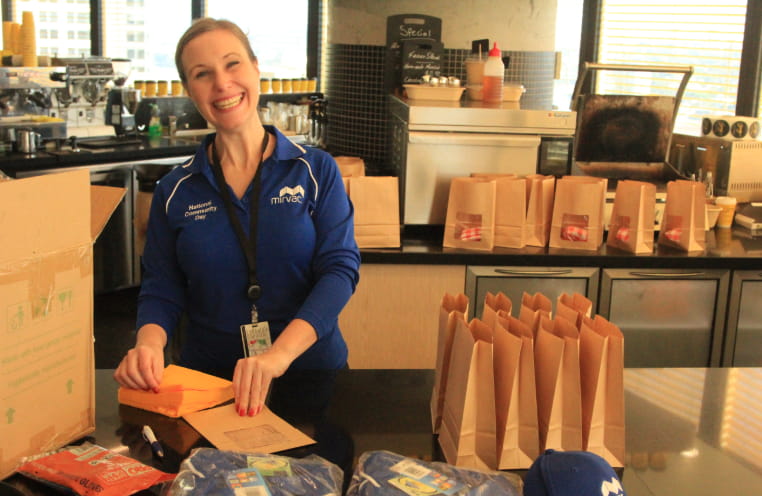 Woman smiling in cafe
