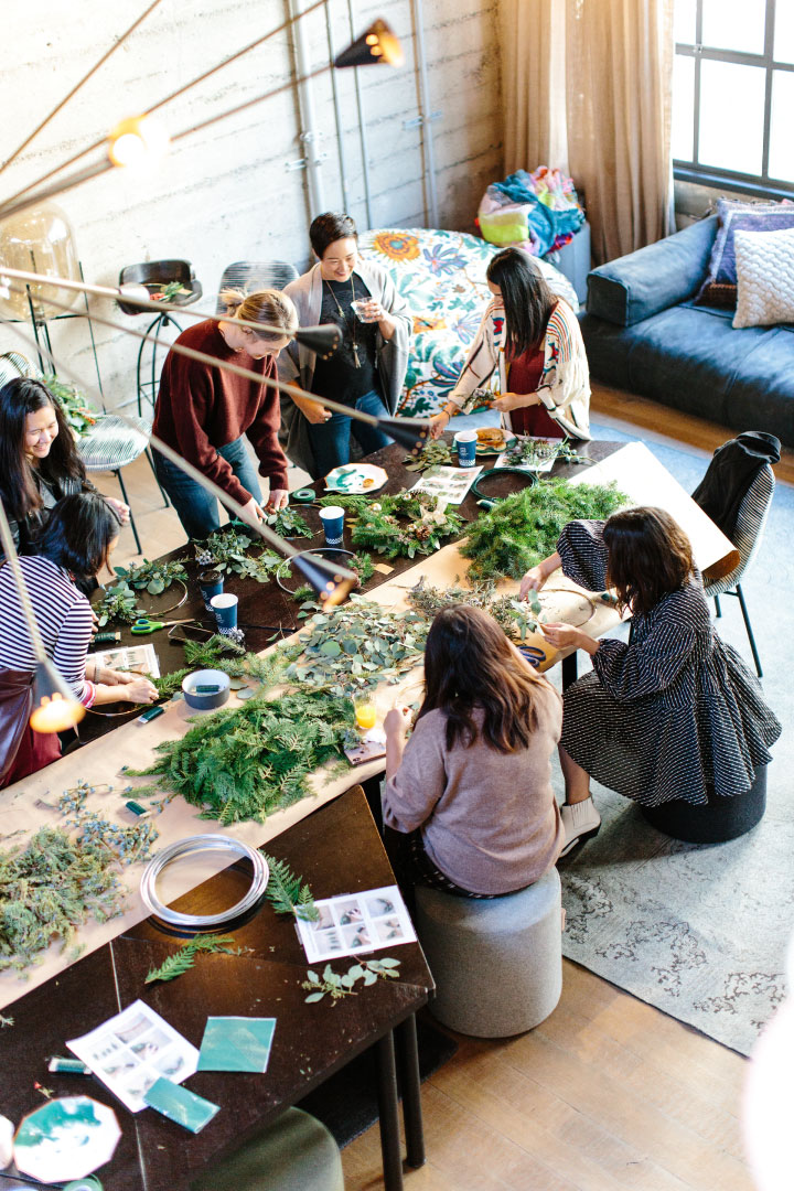 People dining at table