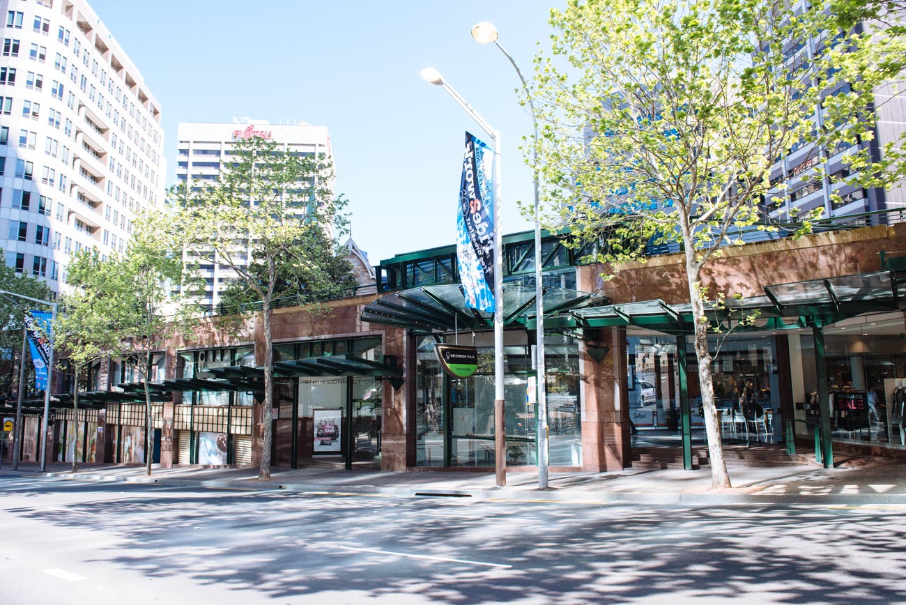 Greenwood Plaza exterior and street view