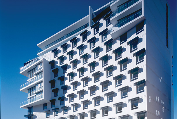 Encore by Mirvac close up view of facade