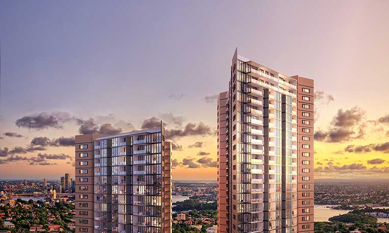 St Leonards Square by Mirvac external view of apartment towers