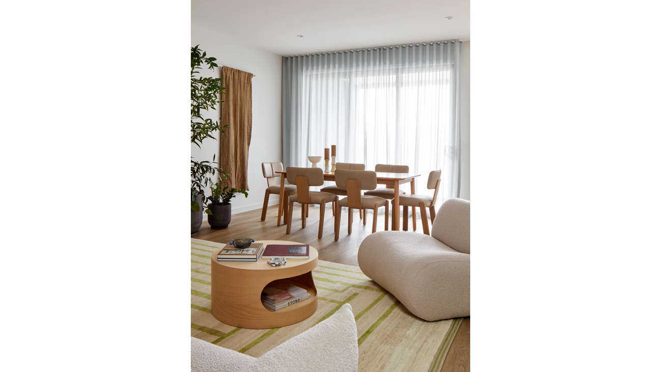 Coffee table by Plyroom, dining table by Koala, dining chairs by Jardan, armchair by Jardan, greenery by Plant Society