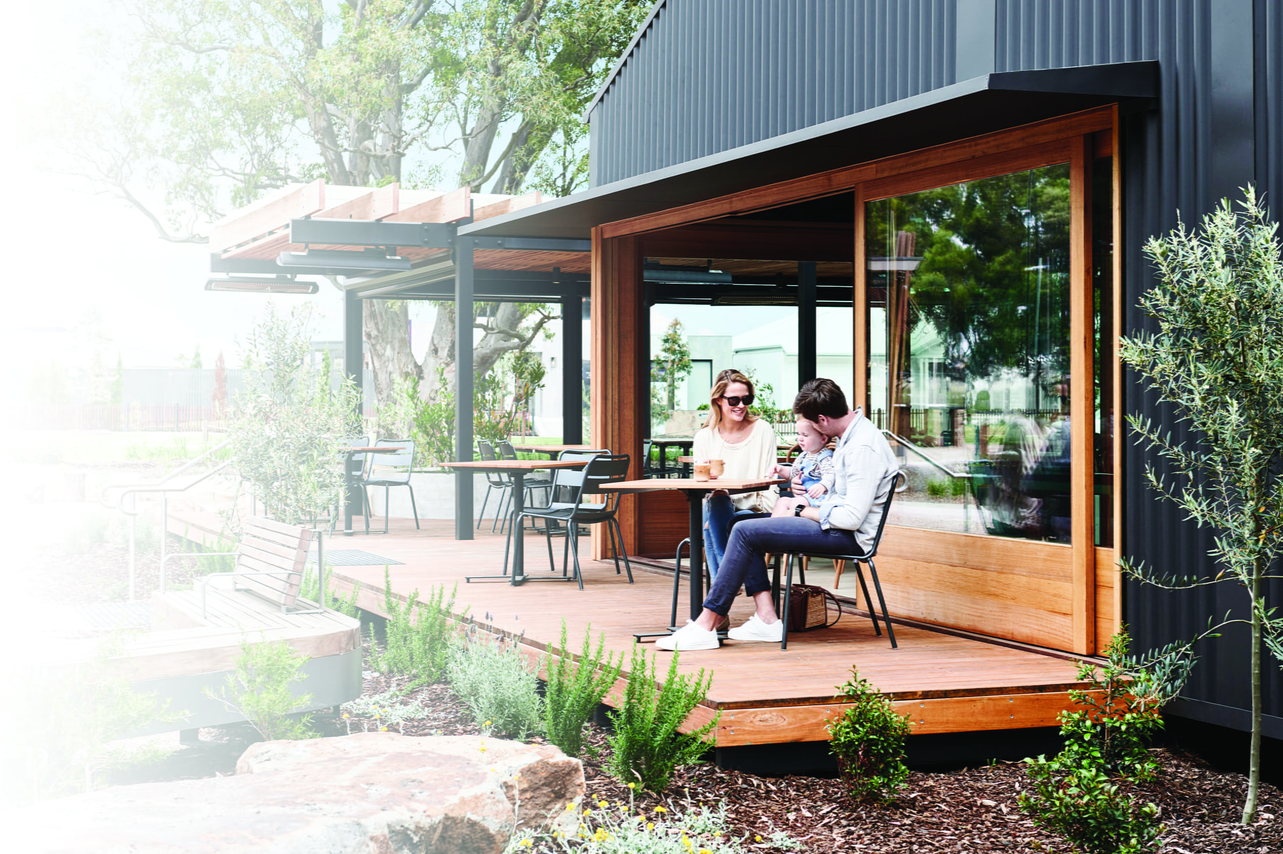 Family sitting on the porch